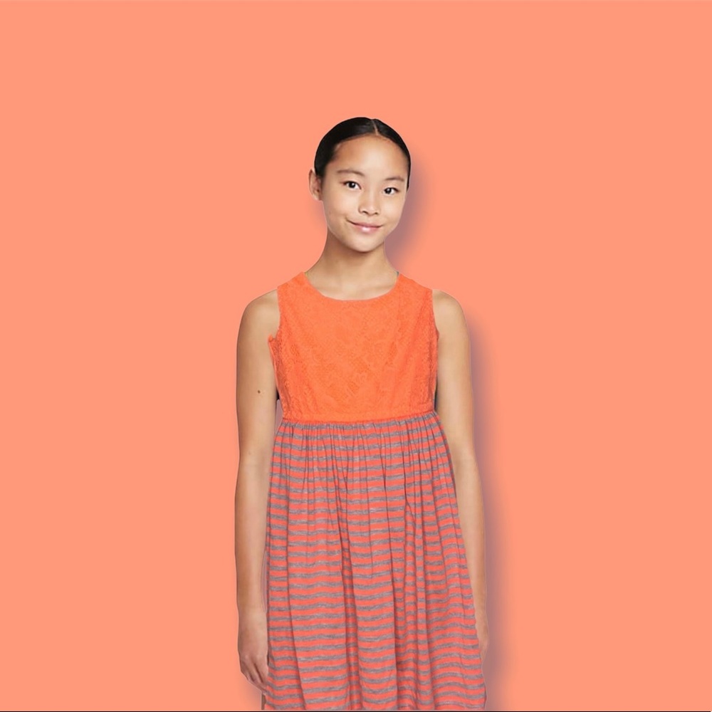 New** orange, gray dress! Size: 5 little girl!